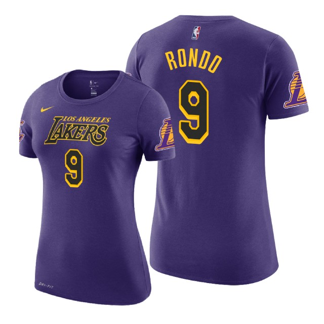 Women's Los Angeles Lakers Rajon Rondo #9 NBA 2018-19 Female City Edition Purple Basketball T-Shirt LDT1383DO